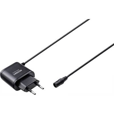Fekete hálózati adapter levehető kábellel, európai dugvillával. Elektronikus eszközök töltésére szolgál.