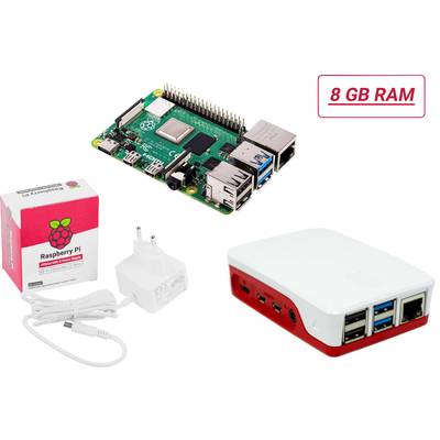 Raspberry Pi 4 Modell B 8 GB RAM-mal, tápegységgel, házzal és csomagolással. Kis, nagyteljesítményű alaplap barkács projektekhez.