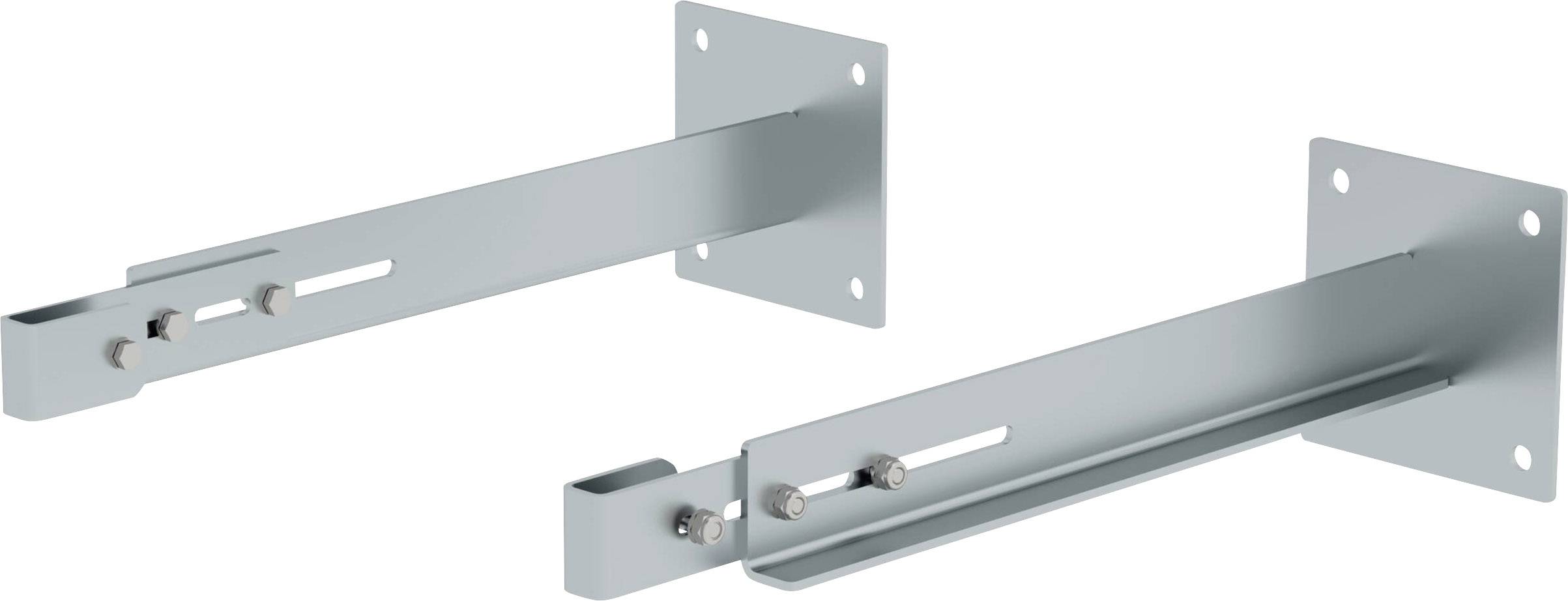 Oldalsó csavarozású acél fali tartókonzolok, alkalmasak eszközök vagy polcok falra szereléséhez.