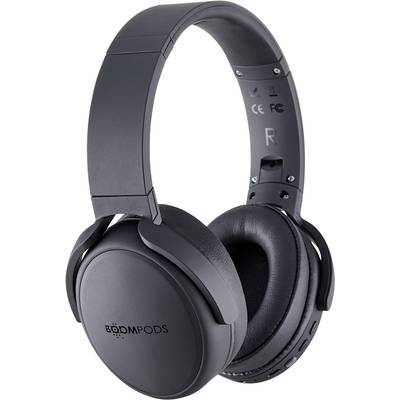 Boompods Headpods ANC   Over Ear fejhallgató Bluetooth®  Fekete Noise Cancelling Hangerő szabályozás, Összehajtható