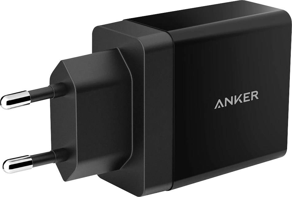 Anker PowerIQ 2port USB-s töltőkészülék 24 W USB PoweriQ Fekete Aljzat dugó Gyorstöltő-3