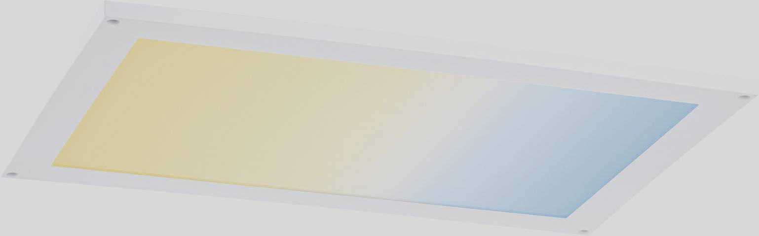 Egy téglalap alakú LED-panel, amely balról meleg sárgától fokozatosan halad a jobb oldalon lévő hideg kék felé.