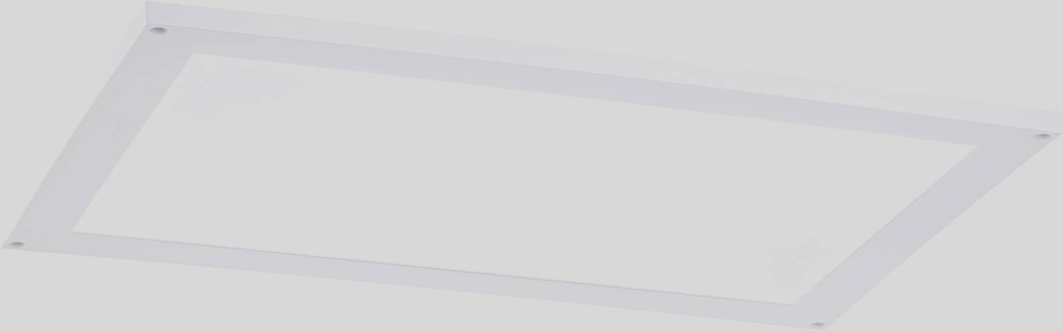 Fehér, négyszögletes LED mennyezeti lámpa, lapos és modern kialakítással. Beltéri terek megvilágítására alkalmas.