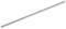 Egy hosszú, vékony fémrúd fekszik ferdén balról lentről jobbra felfelé fehér háttéren.
