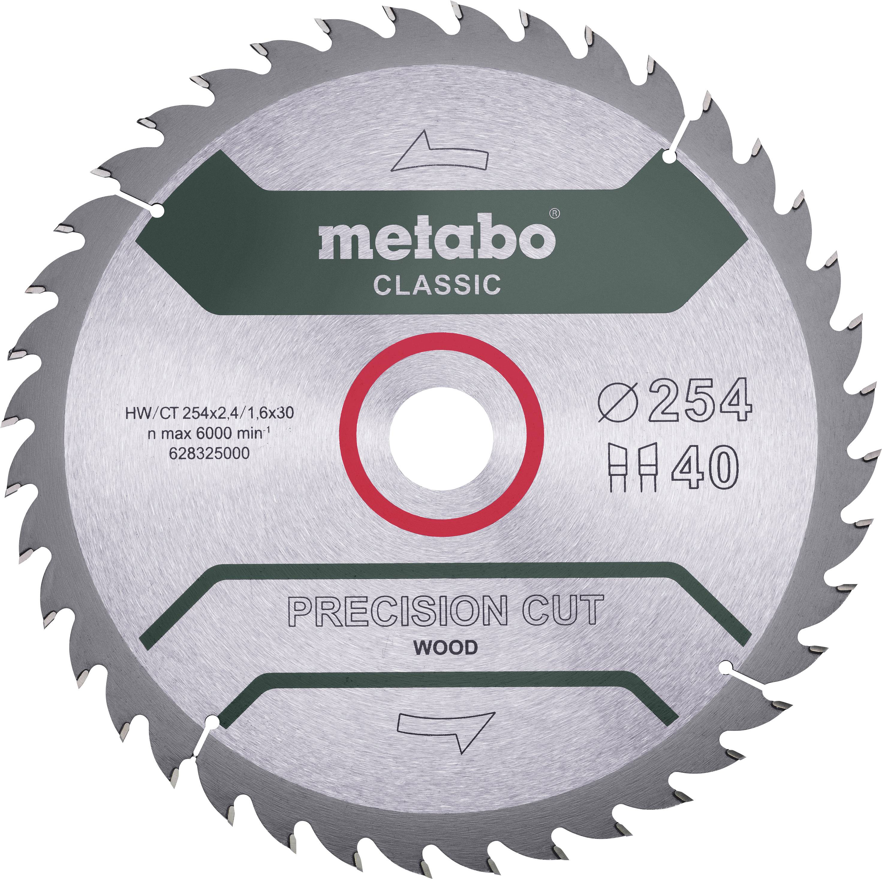 Metabo 628325000 Körfűrészlap 254 x 30 x 1.6 mm Fogak száma (collonként): 40 1 db