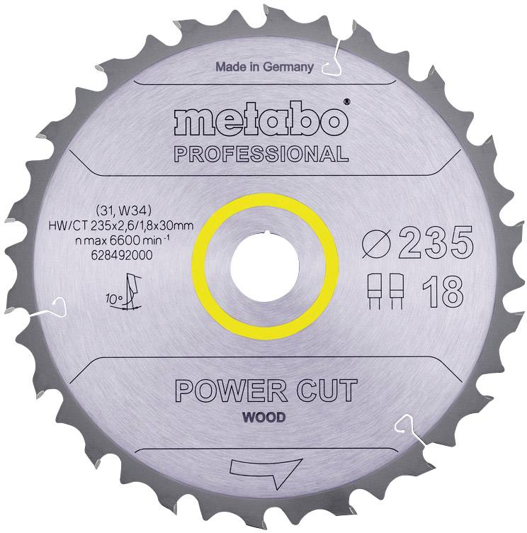 Metabo 628492000 Körfűrészlap 235 x 30 x 2.6 mm Fogak száma (collonként): 18 1 db
