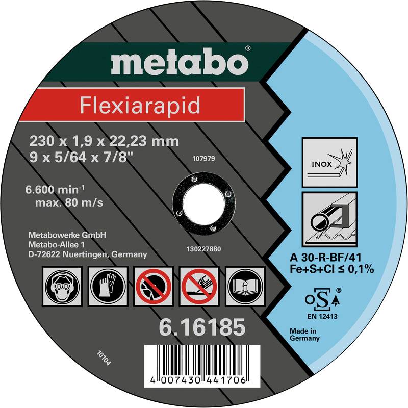 Metabo 616182000 Vágótárcsa, egyenes 125 mm 25 db Lemez, Profilok