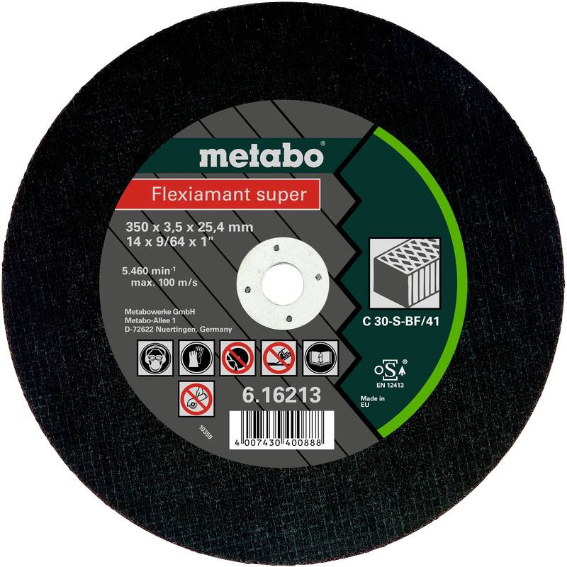 Metabo 616213000 Vágótárcsa, egyenes 350 mm 10 db Natúr kő, Műkő, Nem vastartalmú fém