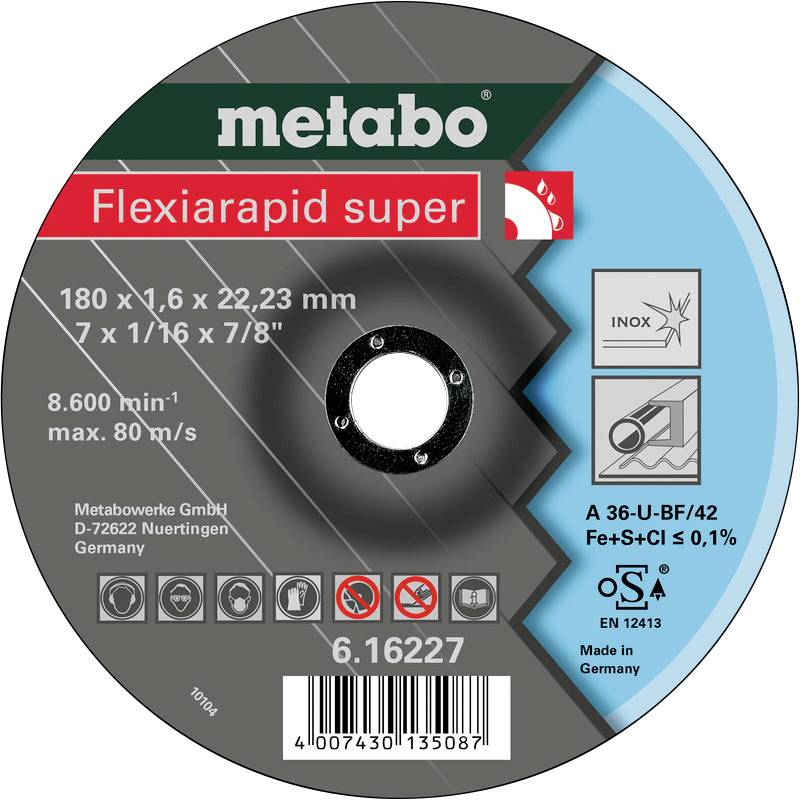 Metabo 616227000 Vágótárcsa, hajlított 180 mm 25 db Nemesacél