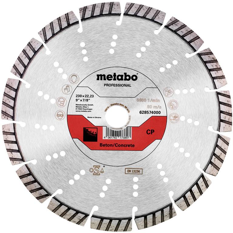 Metabo 628574000 Gyémánt bevonatú vágótárcsa Ø 230 mm Furat átmérő 22.23 mm 1 db