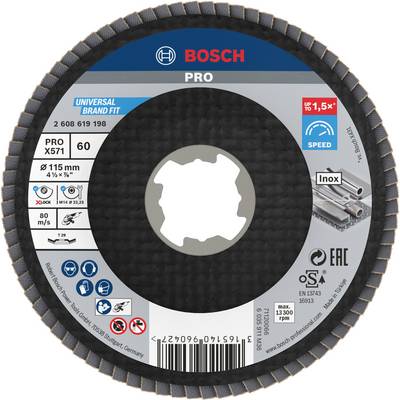 Bosch Accessories 2608619198 Legyezős csiszolókorong Ø 115 cm Furat átmérő 22.23 mm Fa, Puhafa, Keményfa, Fém, Öntött va