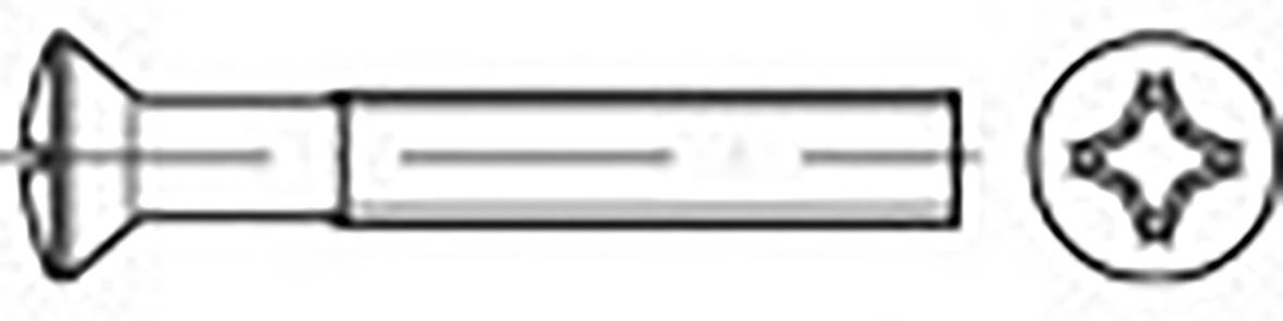TOOLCRAFT TO-6863475 Süllyesztett fejű csavarok M4 50 mm Kereszthornyú Philips DIN 966 Acél Cinkezett 1000 db