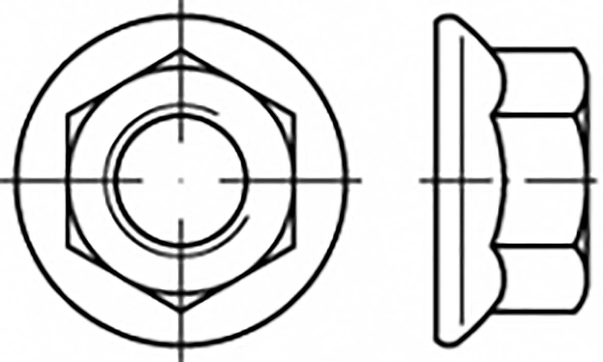 TOOLCRAFT TO-6866925 Hatlap anyák peremmel M10 Acél 500 db