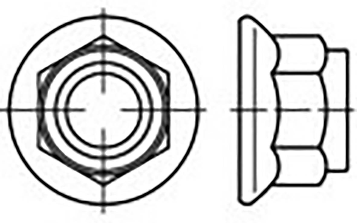 TOOLCRAFT TO-6866985 Hatlap anyák peremmel M12 Acél Cinkezett 100 db