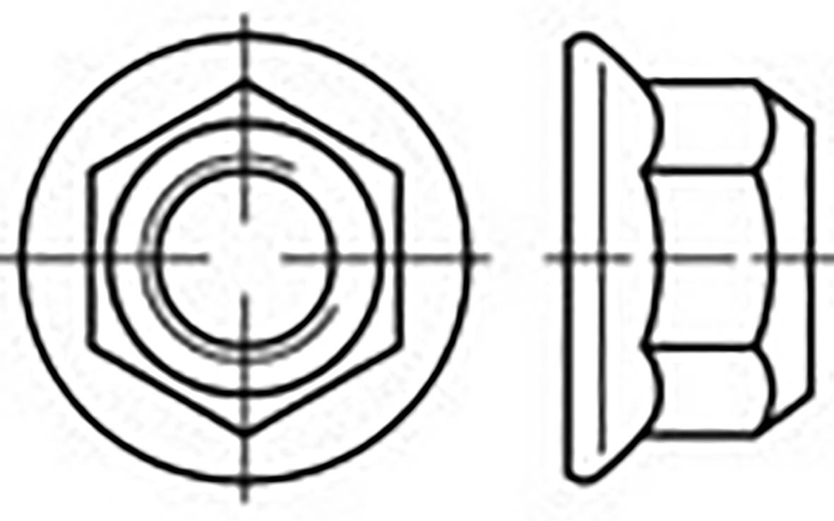 TOOLCRAFT TO-6866988 Hatlap anyák peremmel M10 Acél Cinkezett 100 db