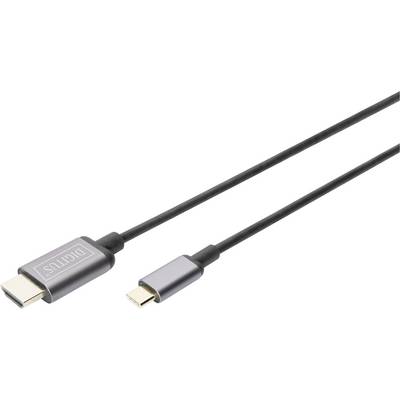 Egy fekete USB-C-DisplayPort kábel, amely alkalmas laptopok vagy táblagépek monitorokhoz vagy projektorokhoz történő csatlakoztatására.