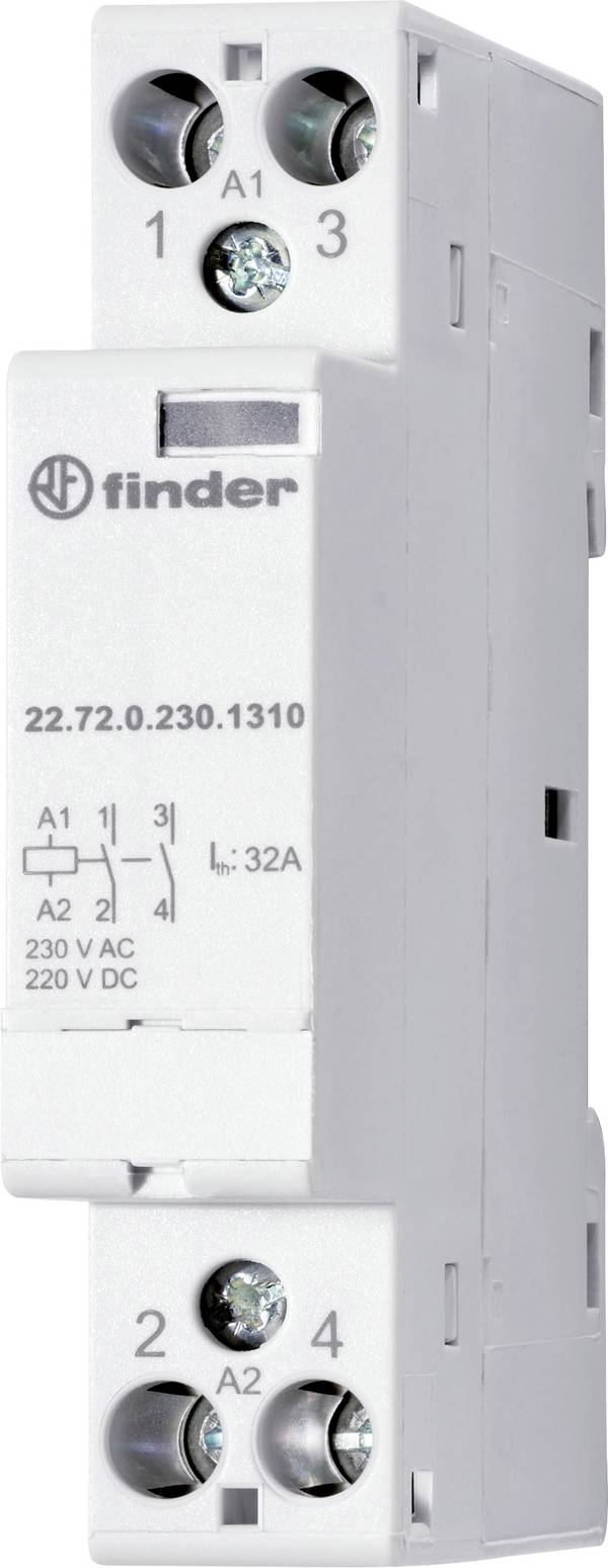 Finder 22.72.0.230.1310 Szerelési védelem  2 záró 7000 VA 230 V   Alkalmas a következő márkához (relé): Finder darab 1 db