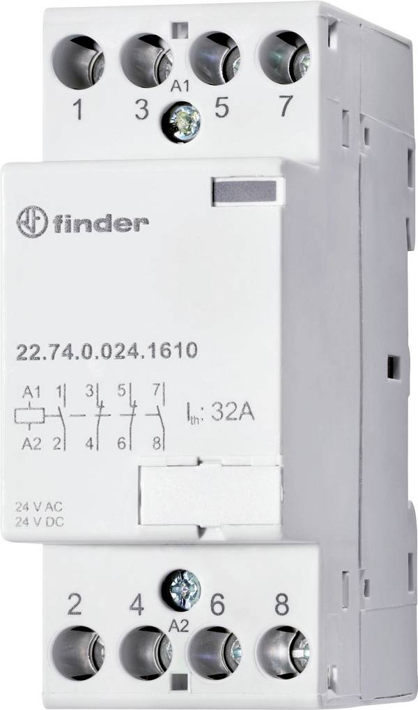 Finder 22.74.0.230.1310 Szerelési védelem  4 záró 7000 VA 230 V   Alkalmas a következő márkához (relé): Finder darab 1 db