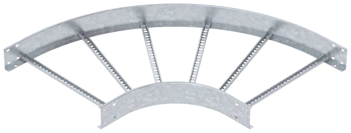 Íves elrendezésű fém kábelvezető csatorna hat keskeny támasztórúddal. Alkalmas kábelrendezésre.