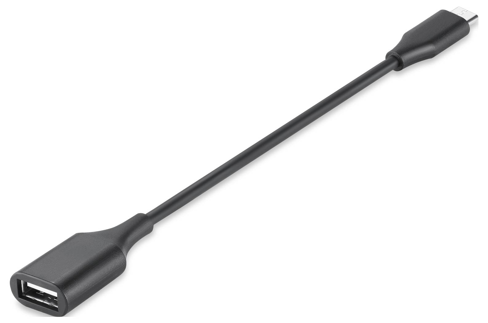 Fekete adapter kábel: USB-A aljzat USB-C csatlakozóval. Összeköti az USB-eszközöket USB-C portokkal. Ideális kompatibilitási megoldásokhoz.
