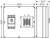 Műszaki rajz 600x600 mm-es elosztószekrényről. Bal oldalon: kapcsolótábla kapcsolókkal, jobb oldalon: felülnézet N és PE csatlakozókkal. Méretek: 347 mm mélység, 255 mm szélesség.