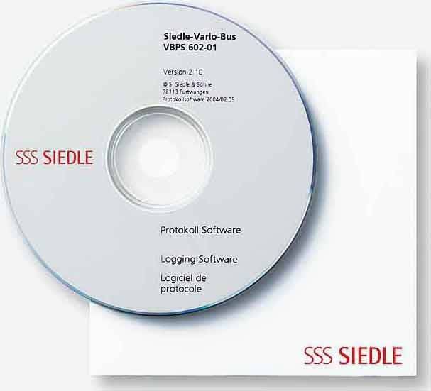 'Siedle-Vario-Bus' CD verzió 2.10 protokollszoftverhez. 'SSS Siedle' céges logóval.