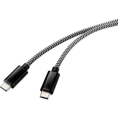 Renkforce USB kábel USB 2.0 USB-C® dugó, USB-C® dugó 3.00 m Fekete/fehér  RF-4598412