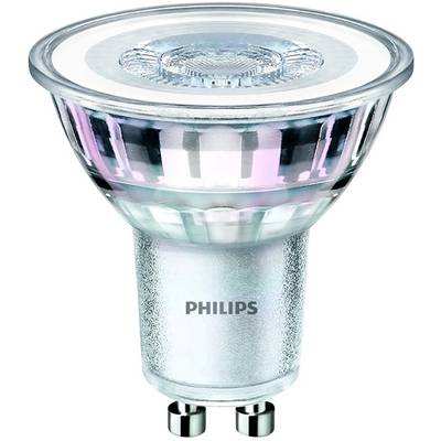 Philips LED-es izzó GU10 foglalattal, ezüstös-fényes kivitelben, átlátszó üveggel.