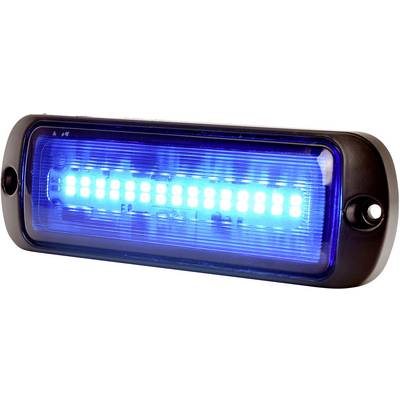 Kék LED-es villogófény sürgősségi járművekhez, téglalap alakú, két rögzítő csavarral, alkalmas figyelmeztetésre és jelzésadásra.