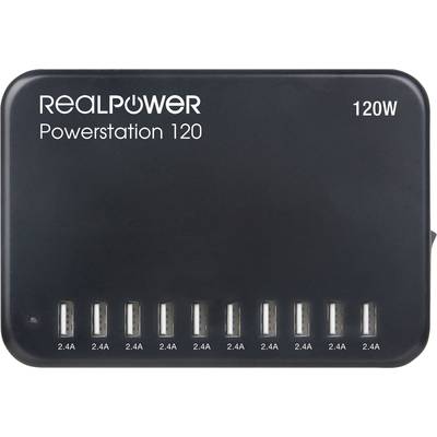USB töltő- és menedzsment állomás 120 W, RealPower Powerstation 120