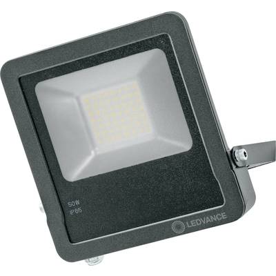 Egy 50W teljesítményű fekete LED-reflektor, IP65 védettséggel, alkalmas kültéri világításhoz.