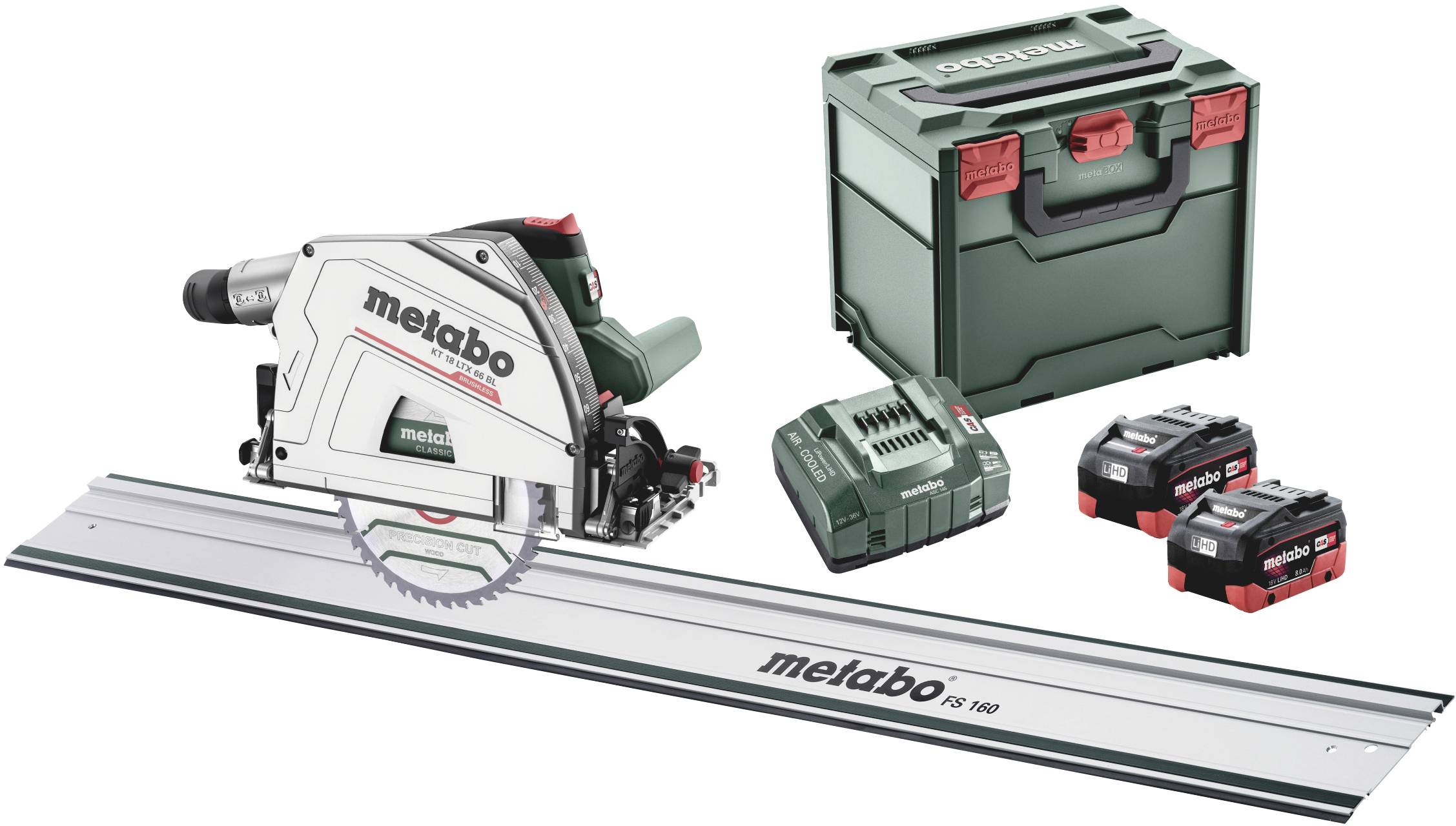Metabo Akkus kézi körfűrész készlet Vágási mélység max. (90°) 66 mm akkuval, Töltővel 18 V 8 Ah