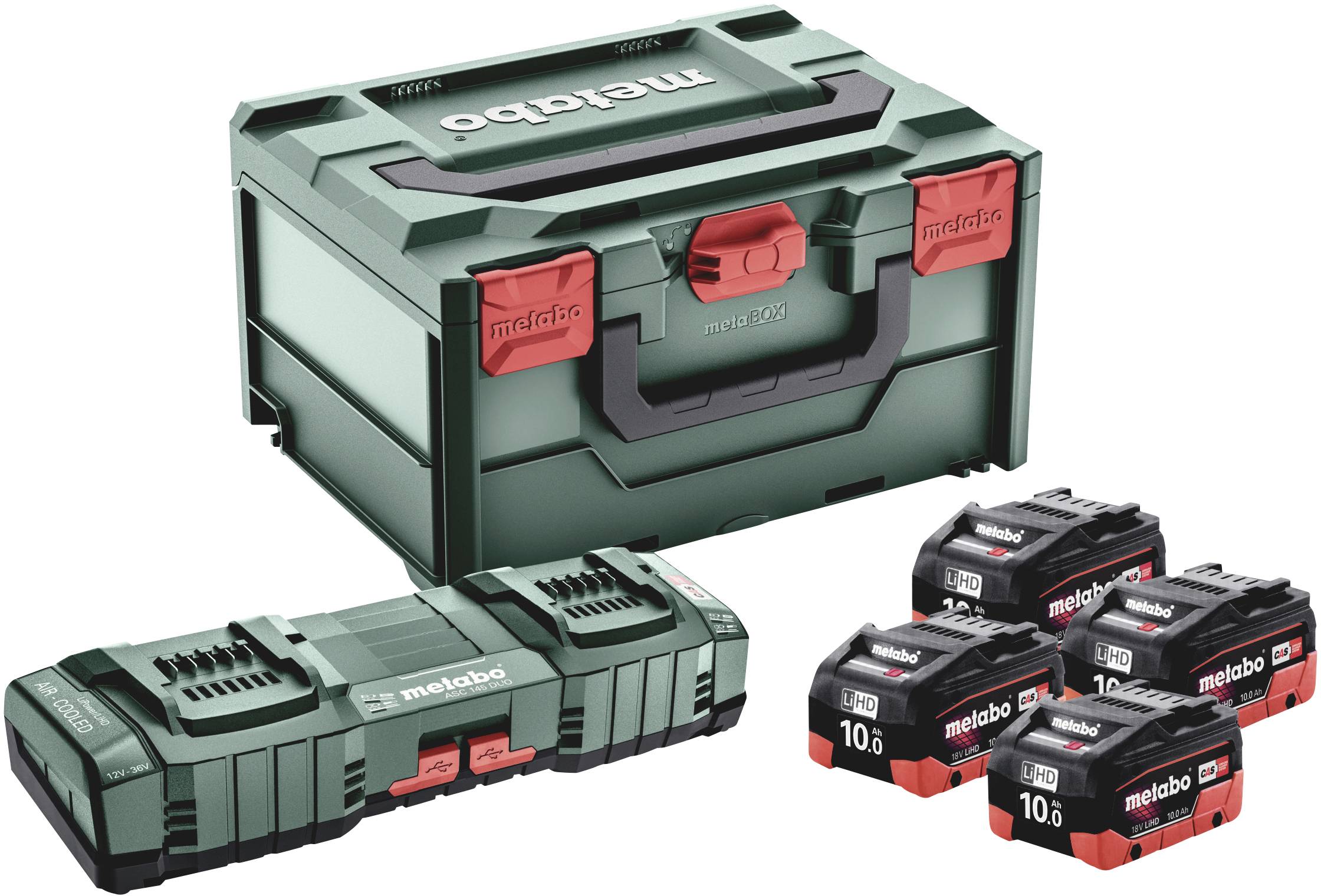 Metabo 685143000 Basic-Set 4x LiHD 10Ah + ASC 145 DUO Szerszámakku és töltő 18 V 10 Ah LiHD