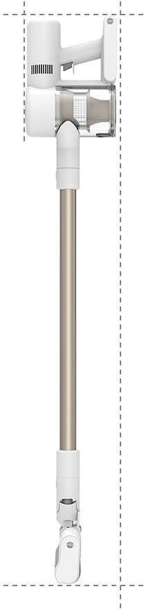 Vezeték nélküli porszívó hosszú, karcsú markolattal és átlátszó porgyűjtő tartállyal, amely tökéletes a nehezen elérhető területek takarítására.