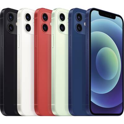 Hat iPhone különböző színekben (fekete, fehér, piros, zöld, kék), egymás mellett elhelyezve, hátoldalukkal és széleikkel láthatóan.