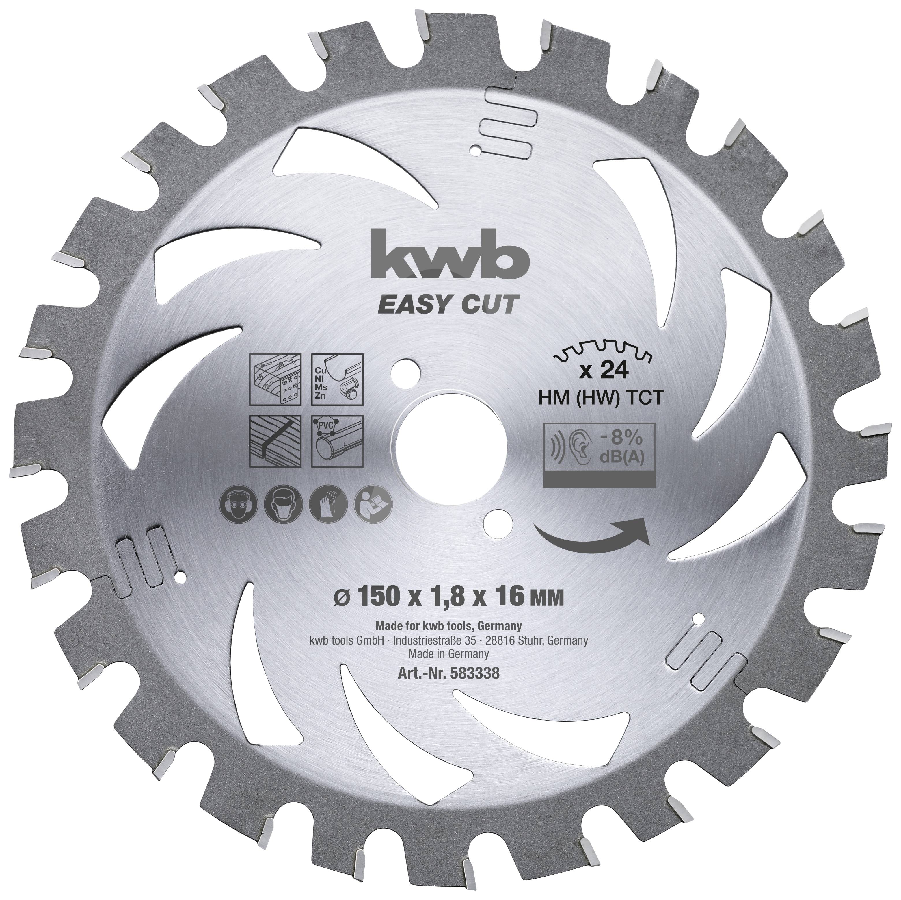 kwb 583338 Keményfém körfűrészlap 150 x 16 x 1.2 mm Fogak száma (collonként): 24 1 db