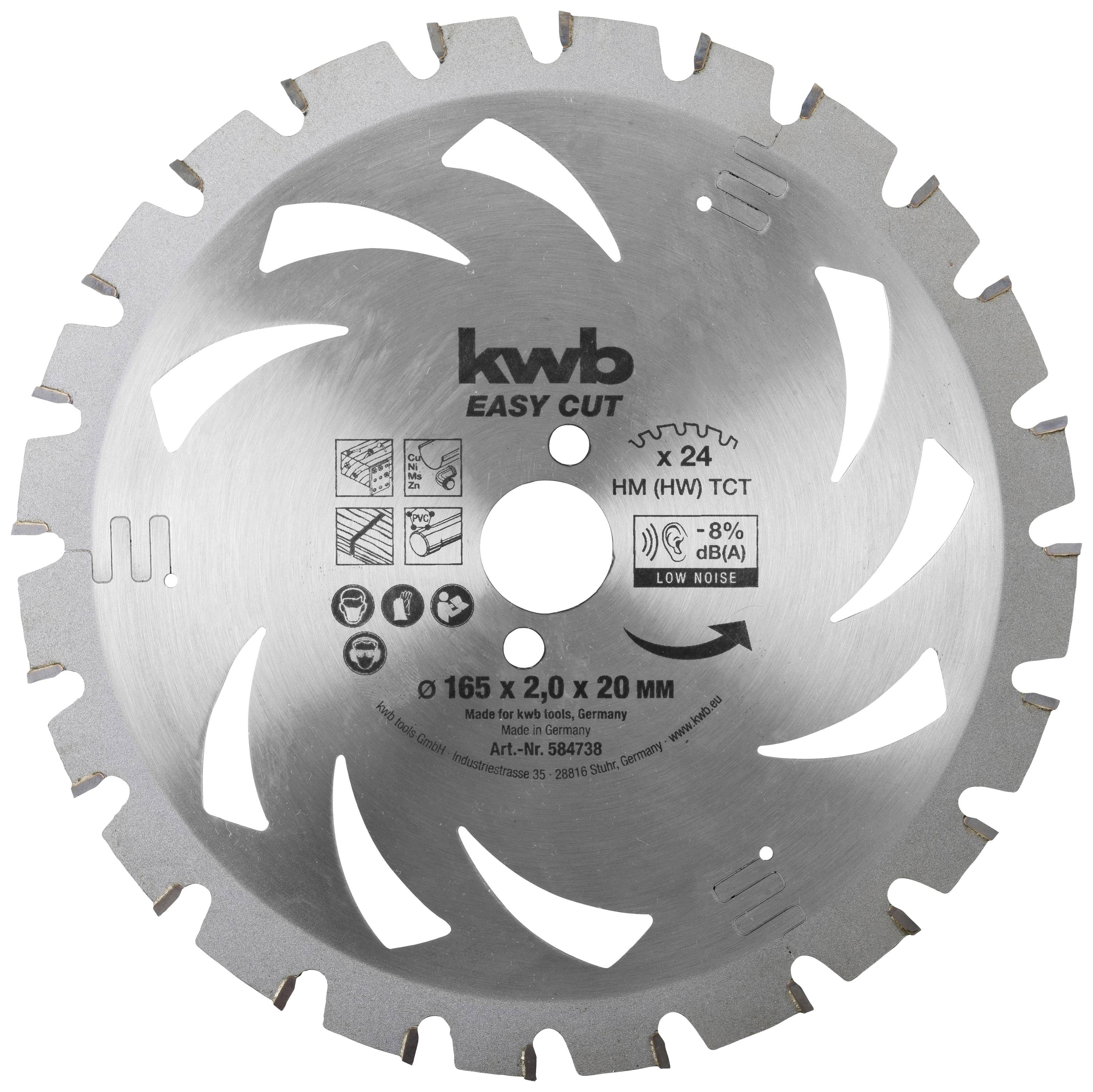 kwb 584738 Lame de scie circulaire au carbure 165 x 20 x 1.24 mm Nombre de dents: 24 1 pc(s)