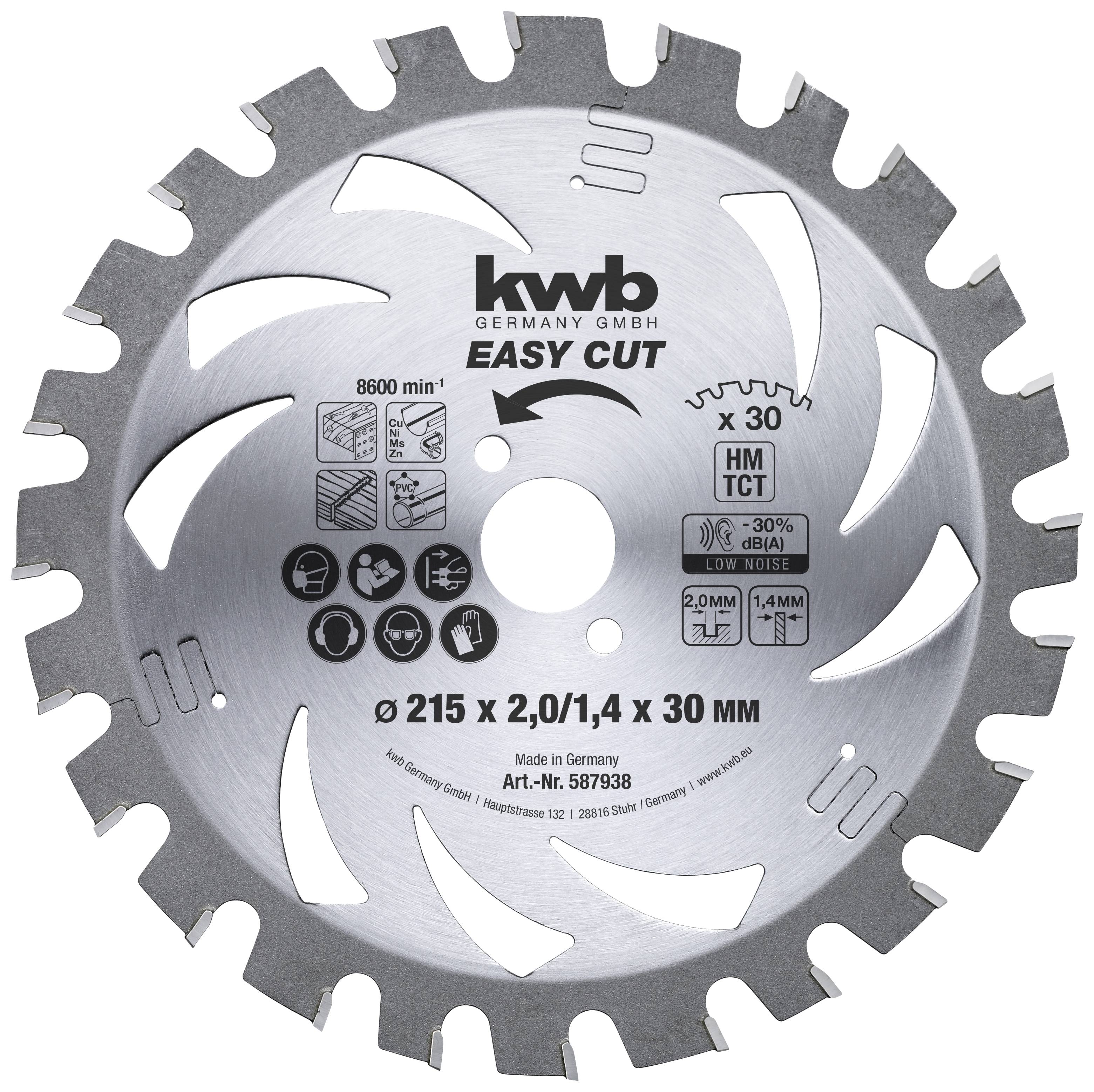 kwb 587938 Lame de scie circulaire au carbure 215 x 30 x 1.4 mm Nombre de dents: 30 1 pc(s)