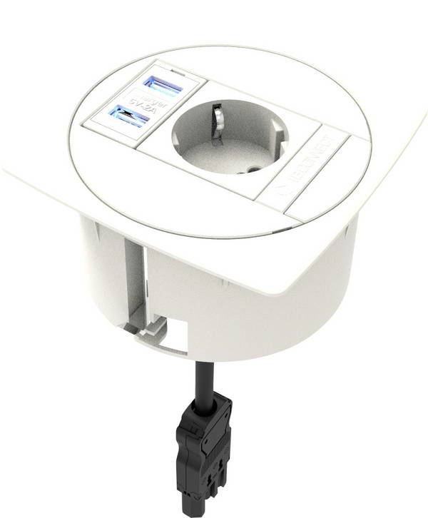 IB Connect 46102003/1 1 db Beépíthető dugalj  USB töltőkimenettel  Fehér