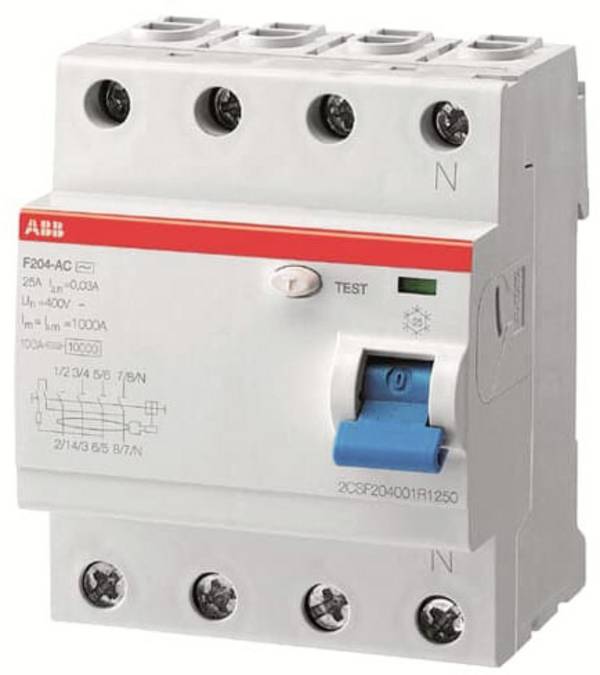 ABB 2CSF204101R4250 F204 A-25/0,5 FI védőkapcsoló A 4 pólusú 25 A 0.5 A 400 V