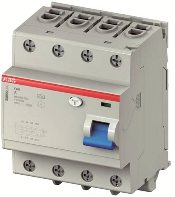 ABB 2CCF544110E0630 F404A63/0.03 FI védőkapcsoló A 4 pólusú 63 A 0.03 A 400 V/AC