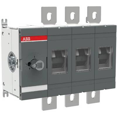 Hárompólusú elektromos főkapcsoló szürke burkolattal és ABB-logóval bal felül. Ipari alkalmazásokra alkalmas.