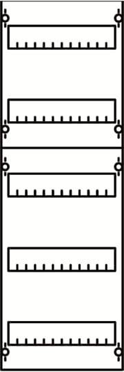 Egy diagram öt vízszintesen sorba kötött elektromos ellenállást mutat, amelyeket drótok kötnek össze, és mindegyik ellenálláson skálák vannak feltüntetve.