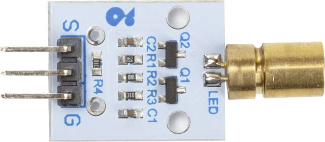 Egy elektronikus modul fényképe csatlakozókkal és LED-komponensekkel, valószínűleg szenzor- vagy vezérlési alkalmazásokhoz.