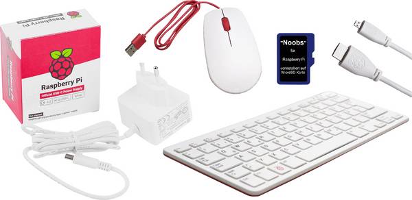 Raspberry Pi® PI500FR Desktop Computer-Kit Raspberry Pi® 500 8 GB 4 x 2.4 GHz Tápegységgel, Egérrel, HDMI™ kábellel, Noobs OS-sel
