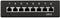 'Egy fekete CAT.6 hálózati patch panel nyolc számozott Ethernet porttal, 1-től 8-ig.'