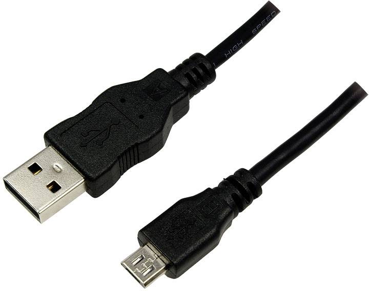 Egy USB-kábel szabványos USB-csatlakozóval az egyik oldalán és mikro-USB-csatlakozóval a másik oldalán.