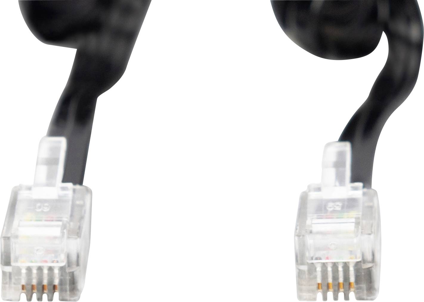 Két telefon kábel RJ11 csatlakozókkal.