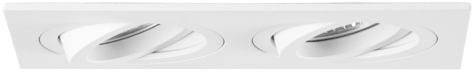 Modern mennyezeti lámpa két kerek, állítható fényforrással téglalap alakú keretben. Tökéletes célzott világításhoz.
