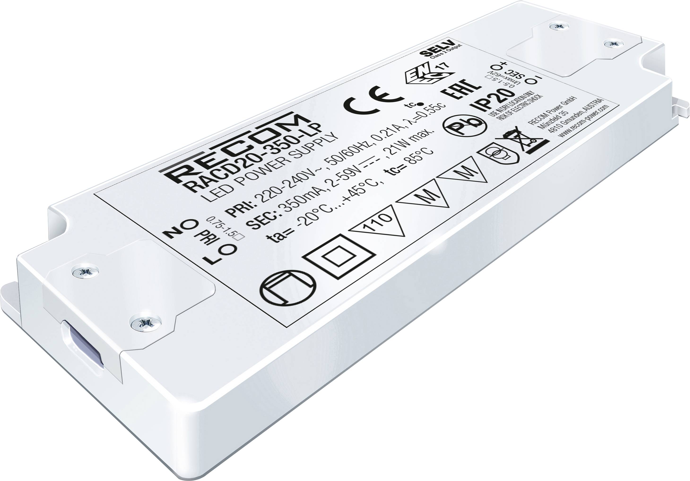 RECOM LED meghajtó 21 W 350 mA 2 - 59 V/DC 1 db